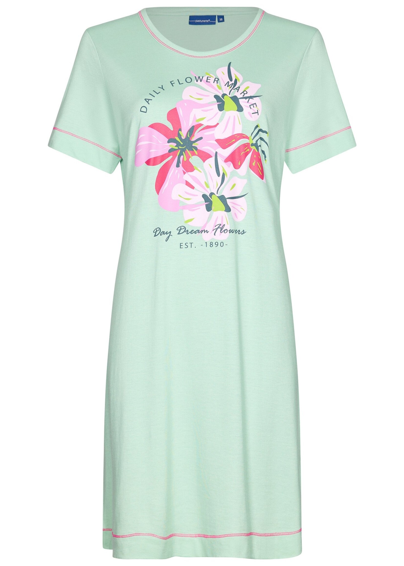 Pastunette Nachthemd dames korte mouw - flower green