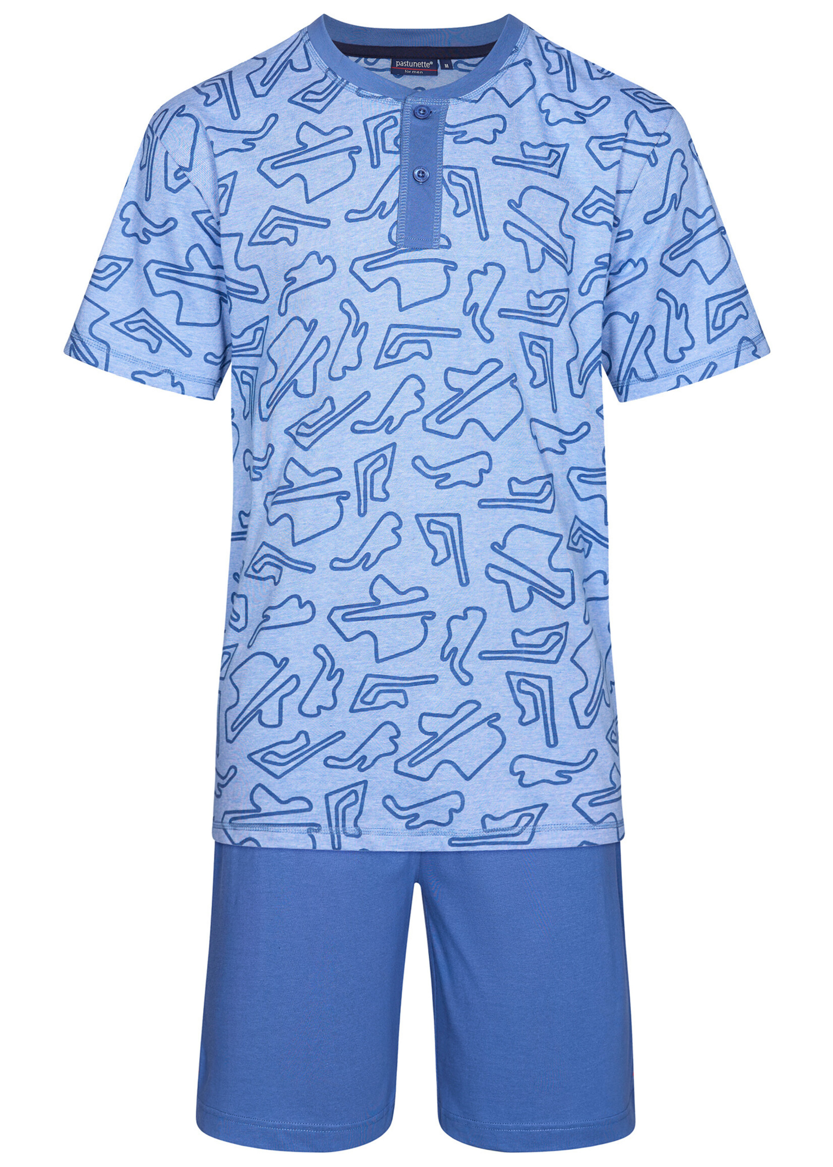 Pastunette Heren shortama katoen - blauw circuit