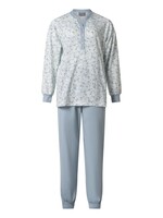 Lunatex Dames pyjama katoen - grijsblauw