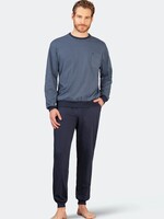 Hajo Heren pyjama premium - gekamd katoen - blauw