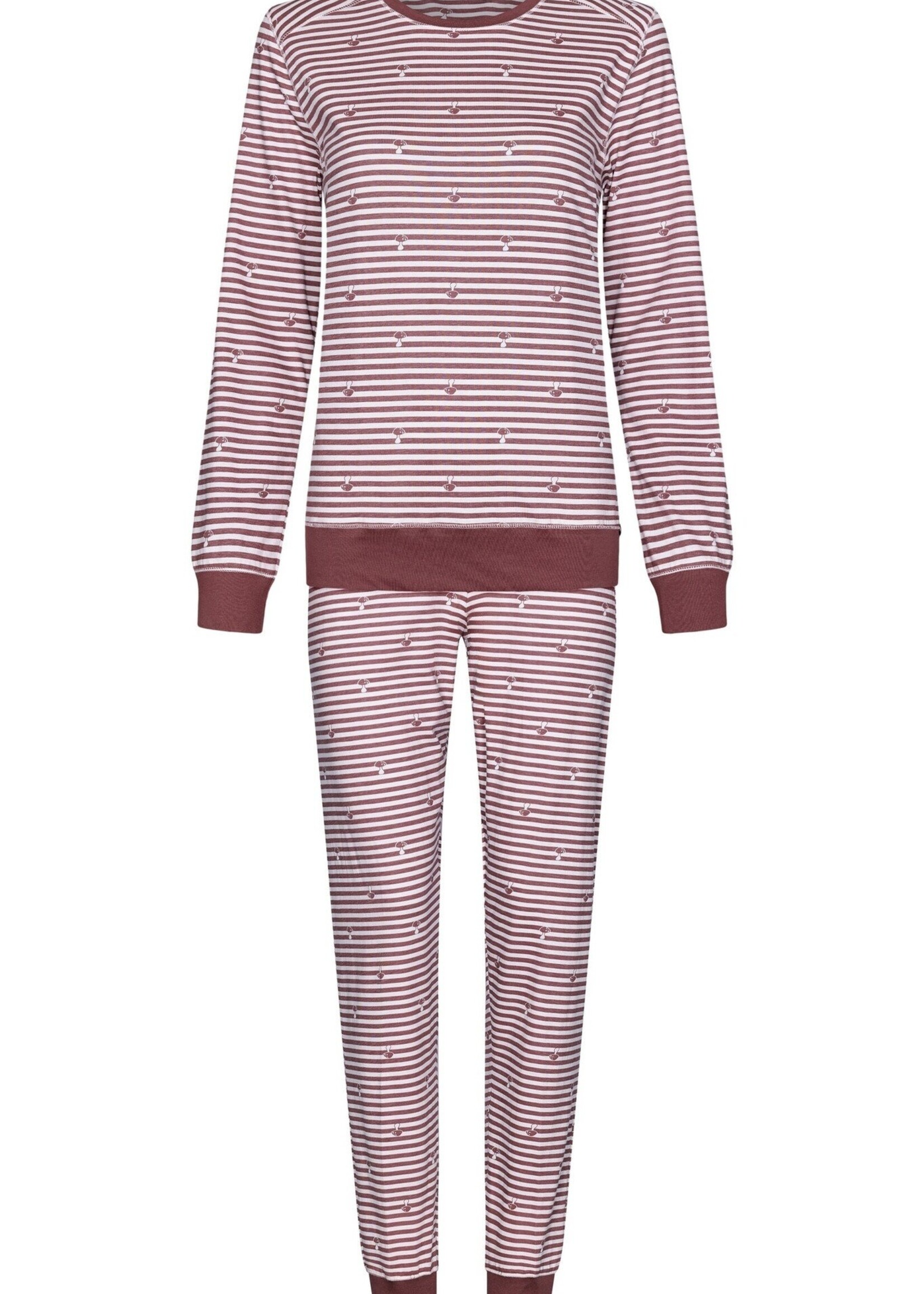 Rebelle by Pastunette Dames pyjama gestreept rood wit