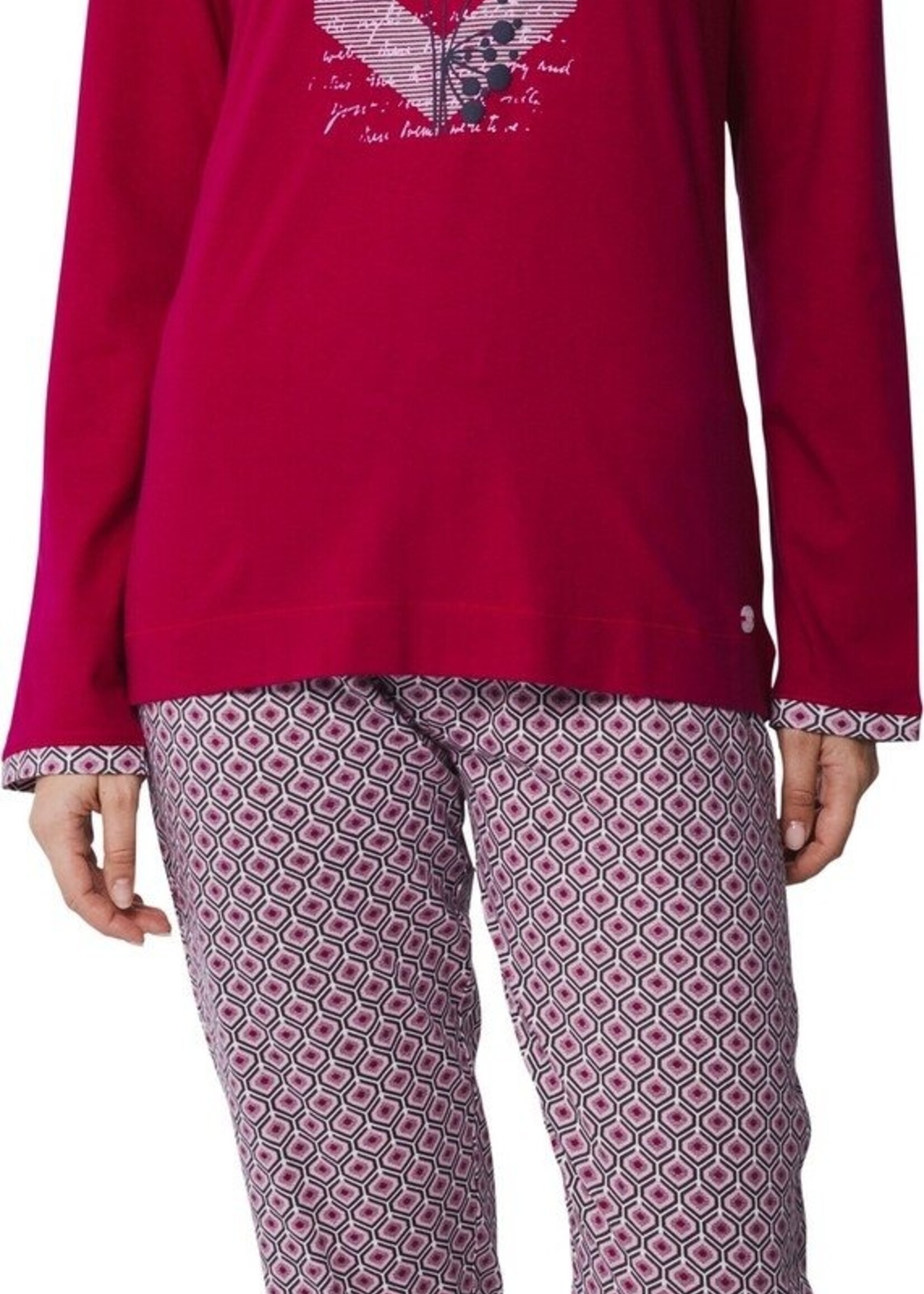 Pastunette Dames pyjama biologisch katoen - rood