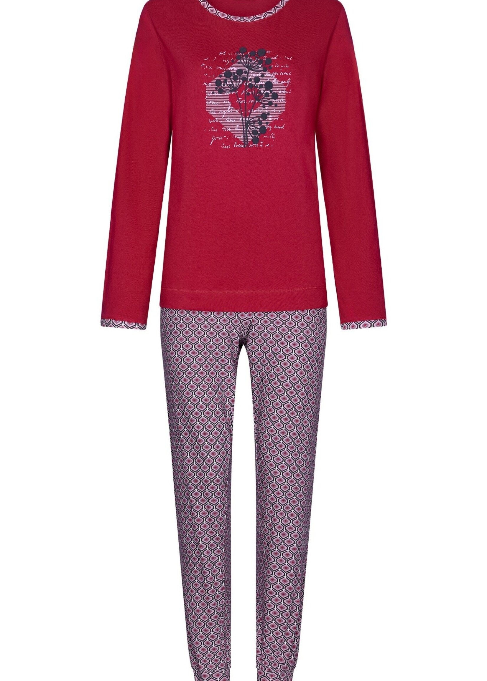 Pastunette Dames pyjama biologisch katoen - rood