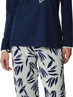 Pastunette Dames pyjama katoen - leaves donkerblauw