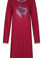 Pastunette Dames nachthemd lange mouw bio katoen - rood