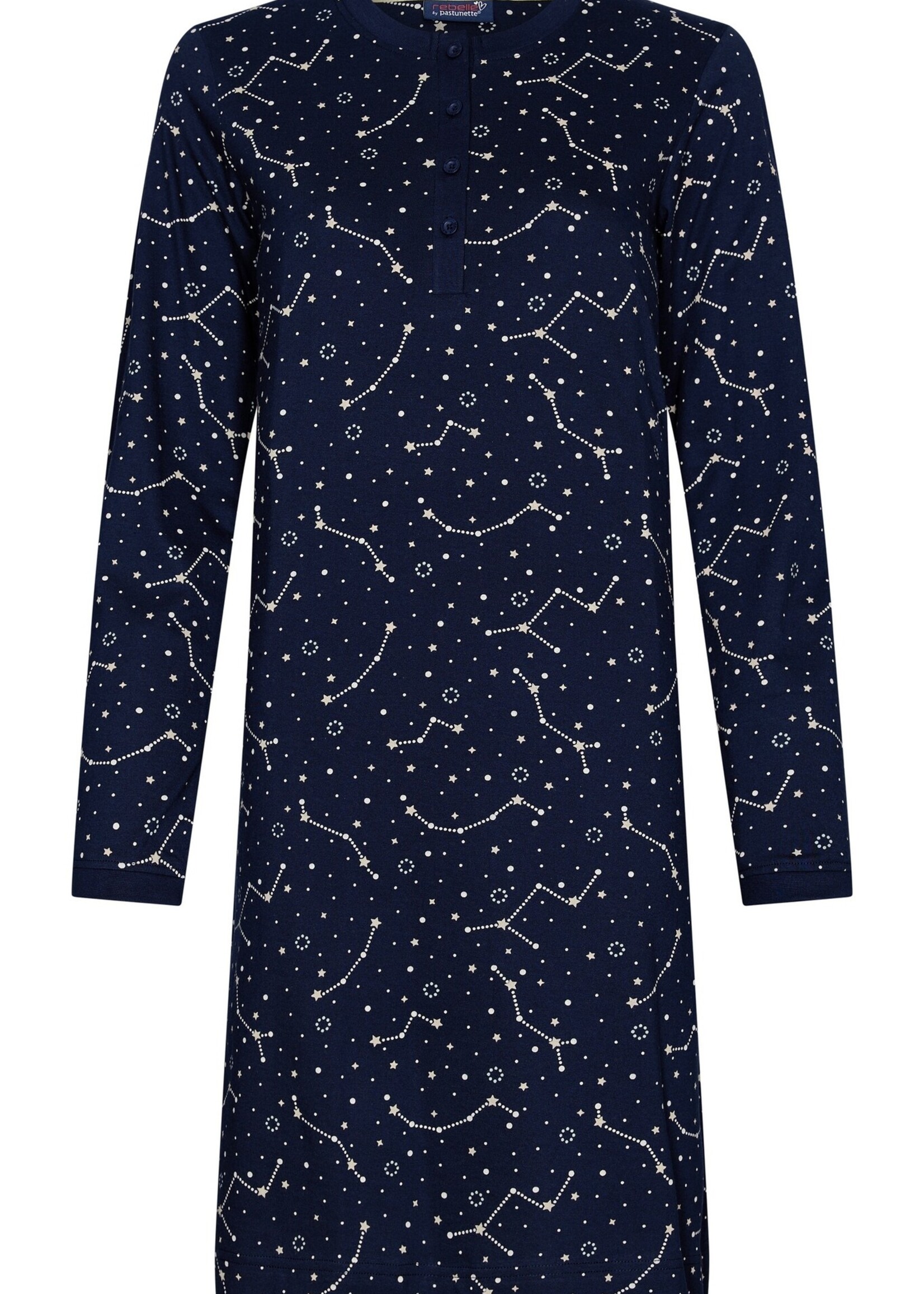 Rebelle by Pastunette Dames nachthemd katoen - donkerblauw sterren