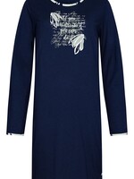 Pastunette Dames nachthemd lange mouw katoen - donkerblauw