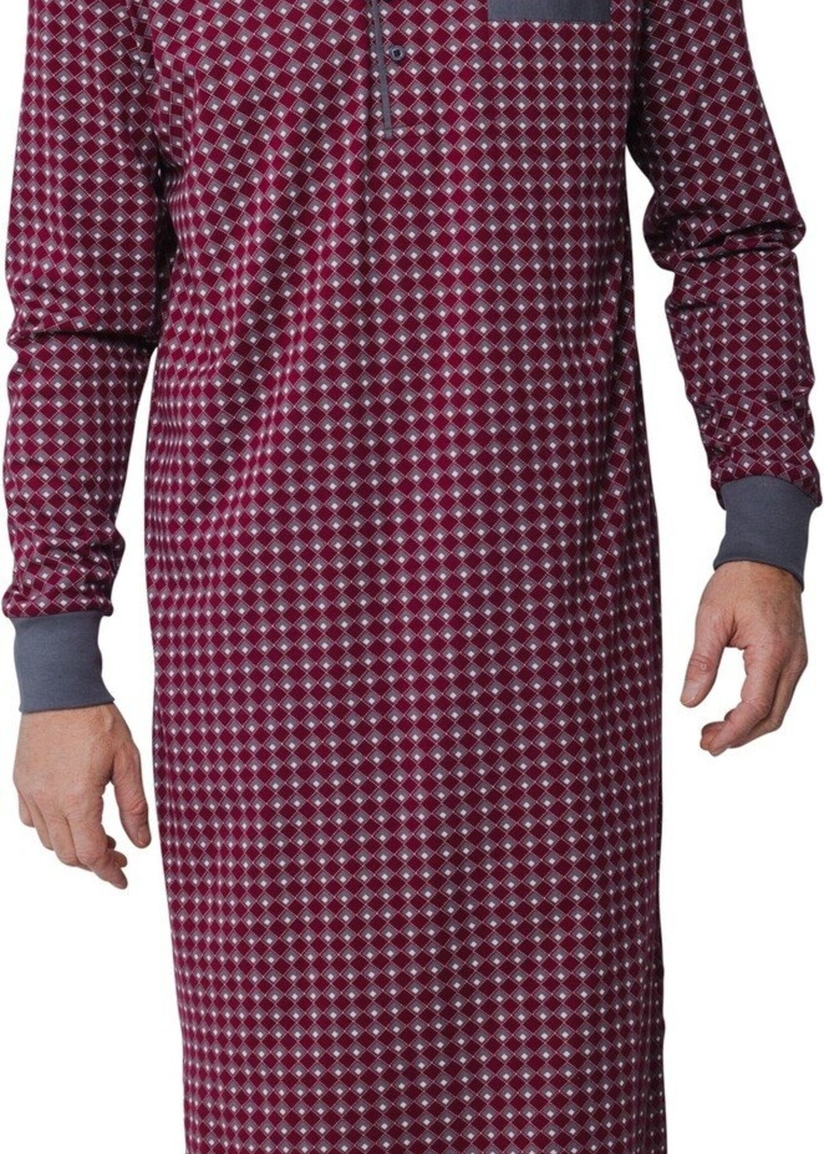 Pastunette Heren nachthemd lange mouw - dark red