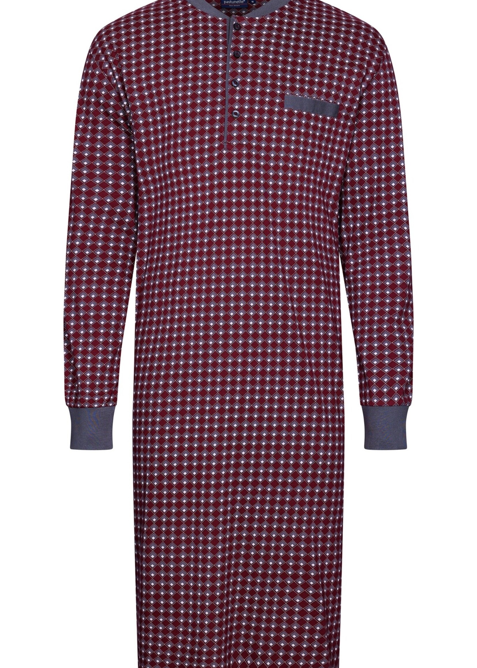 Pastunette Heren nachthemd lange mouw - dark red