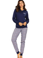 Comtessa Dames pyjama katoen - marineblauw grafisch