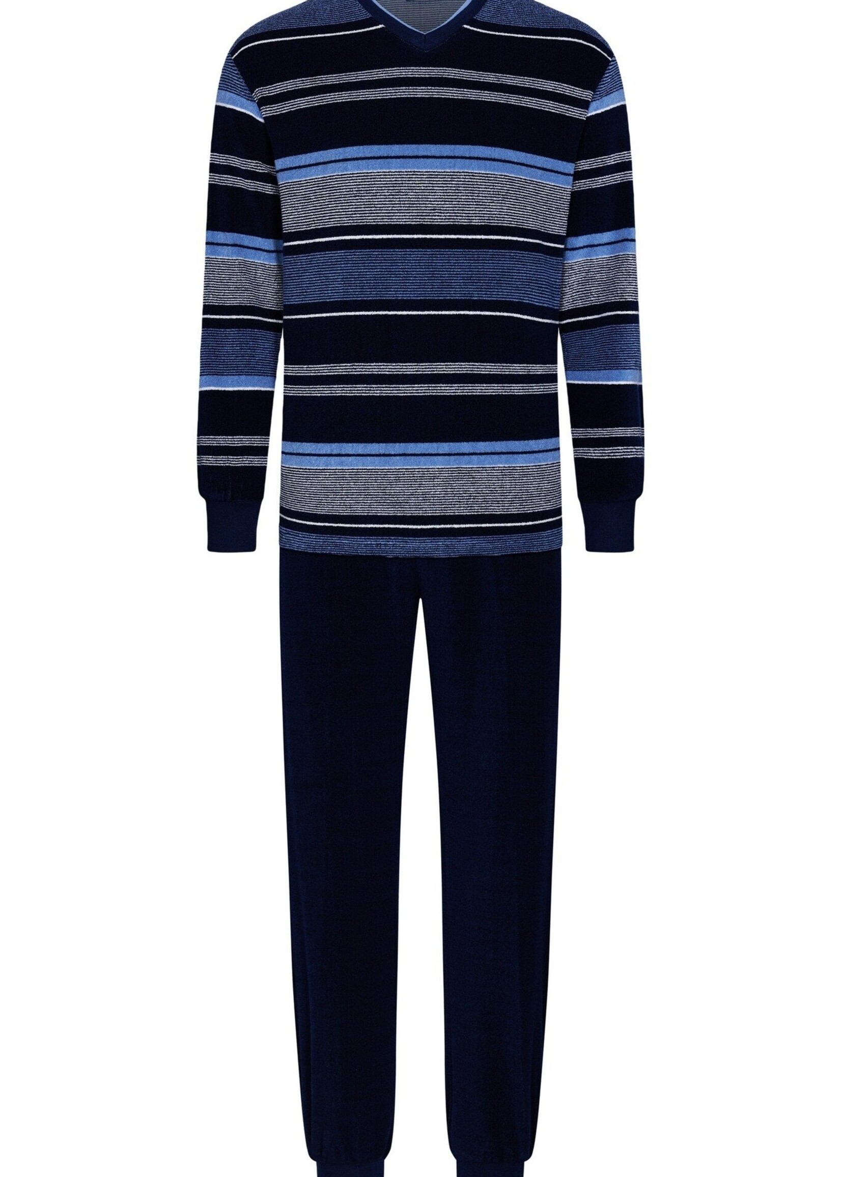 Pastunette Badstof heren pyjama - blauw gestreept