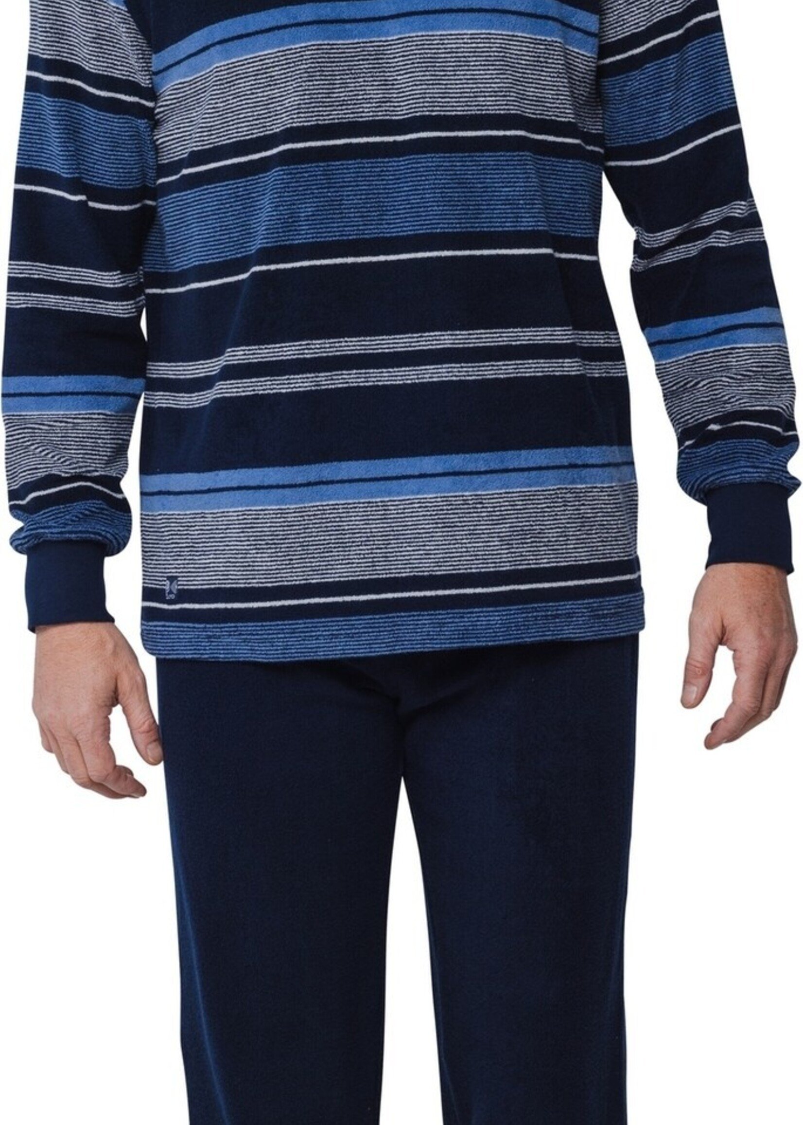Pastunette Badstof heren pyjama - blauw gestreept
