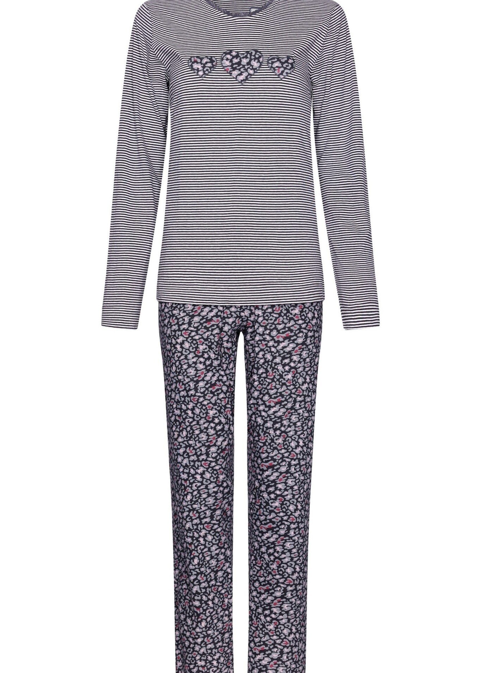 Pastunette Dames pyjama katoen - gestreept hartjes