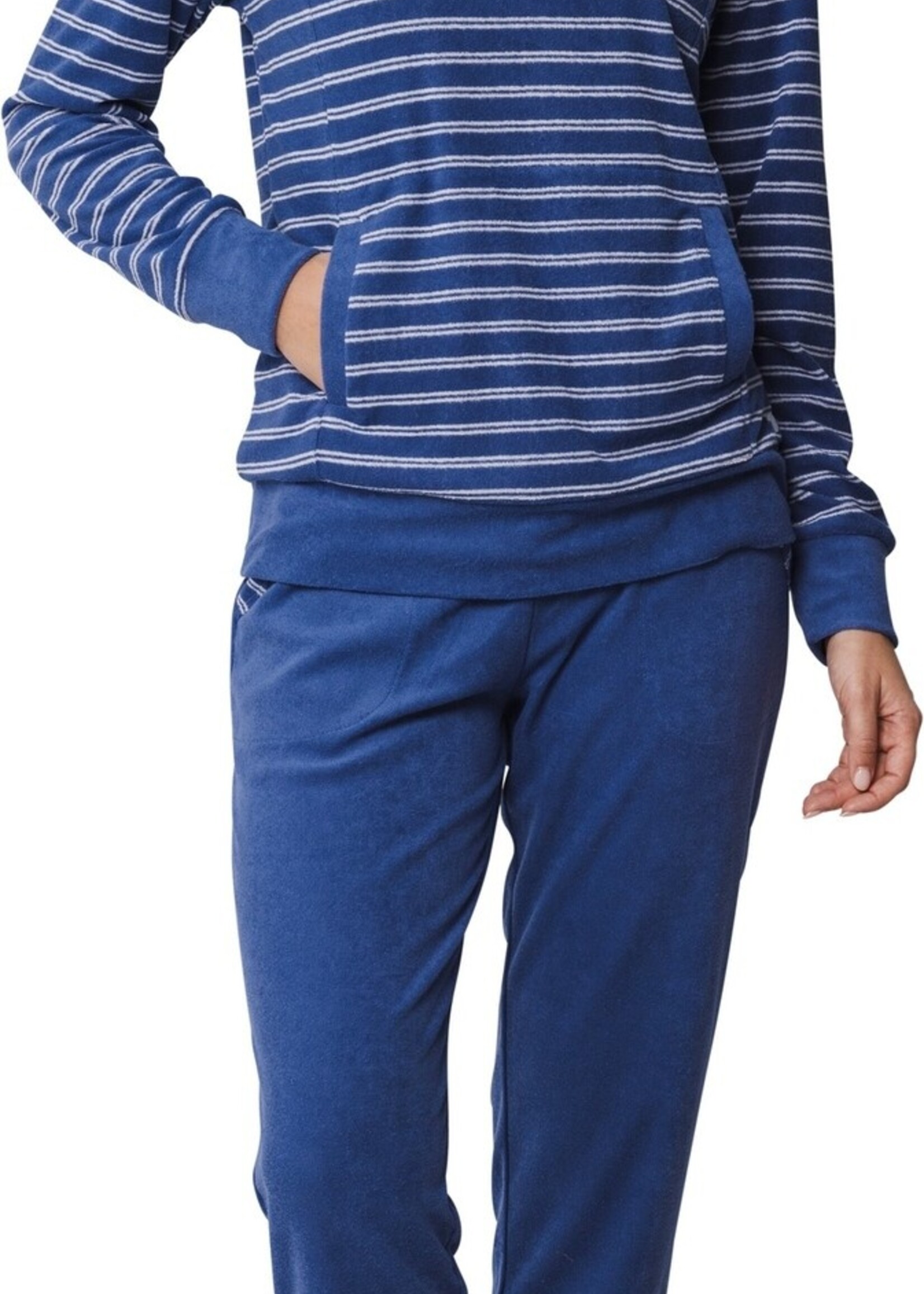 Pastunette Badstof dames pyjama - blauw gestreept