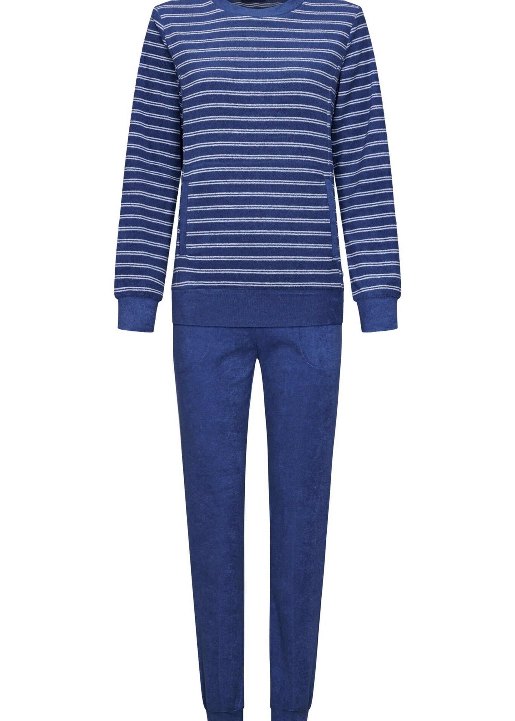 Pastunette Badstof dames pyjama - blauw gestreept