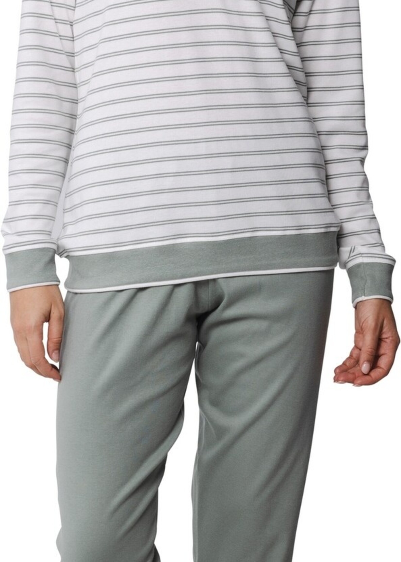Pastunette Dames pyjama groen gestreept - interlock