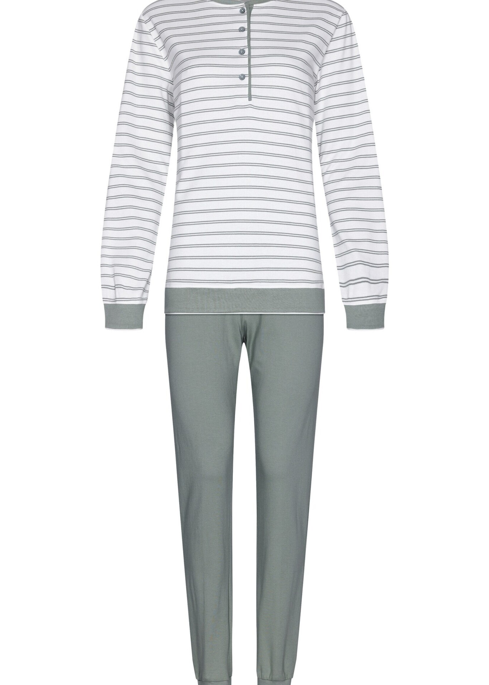Pastunette Dames pyjama groen gestreept - interlock