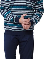 Robson Heren pyjama katoen - gestreept turquoise