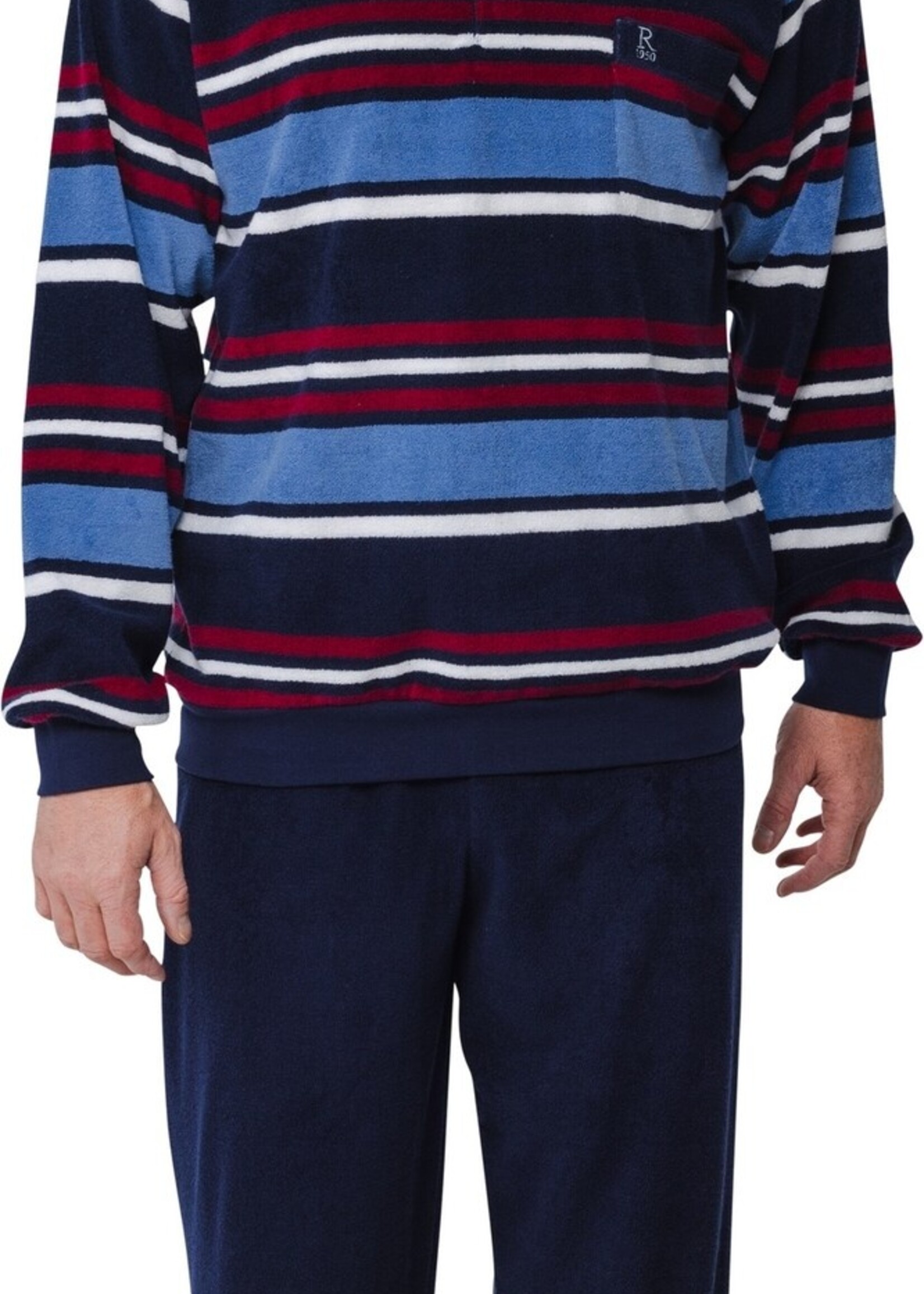 Robson Badstof heren pyjama - multi blauw gestreept