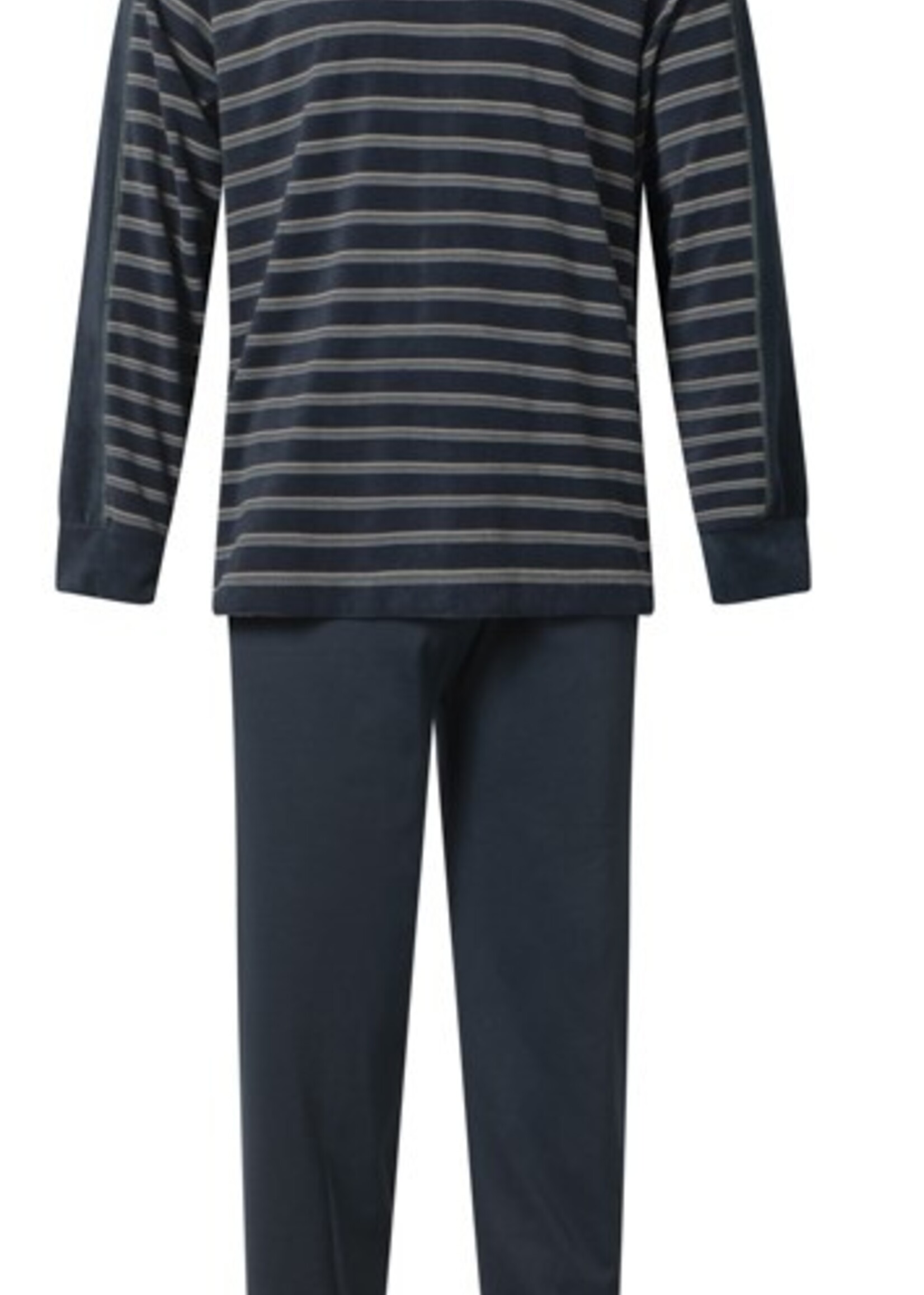 Gentlemen Badstof heren pyjama - donkerblauw v-hals