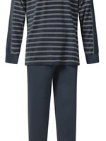 Gentlemen Badstof heren pyjama - donkerblauw knoop
