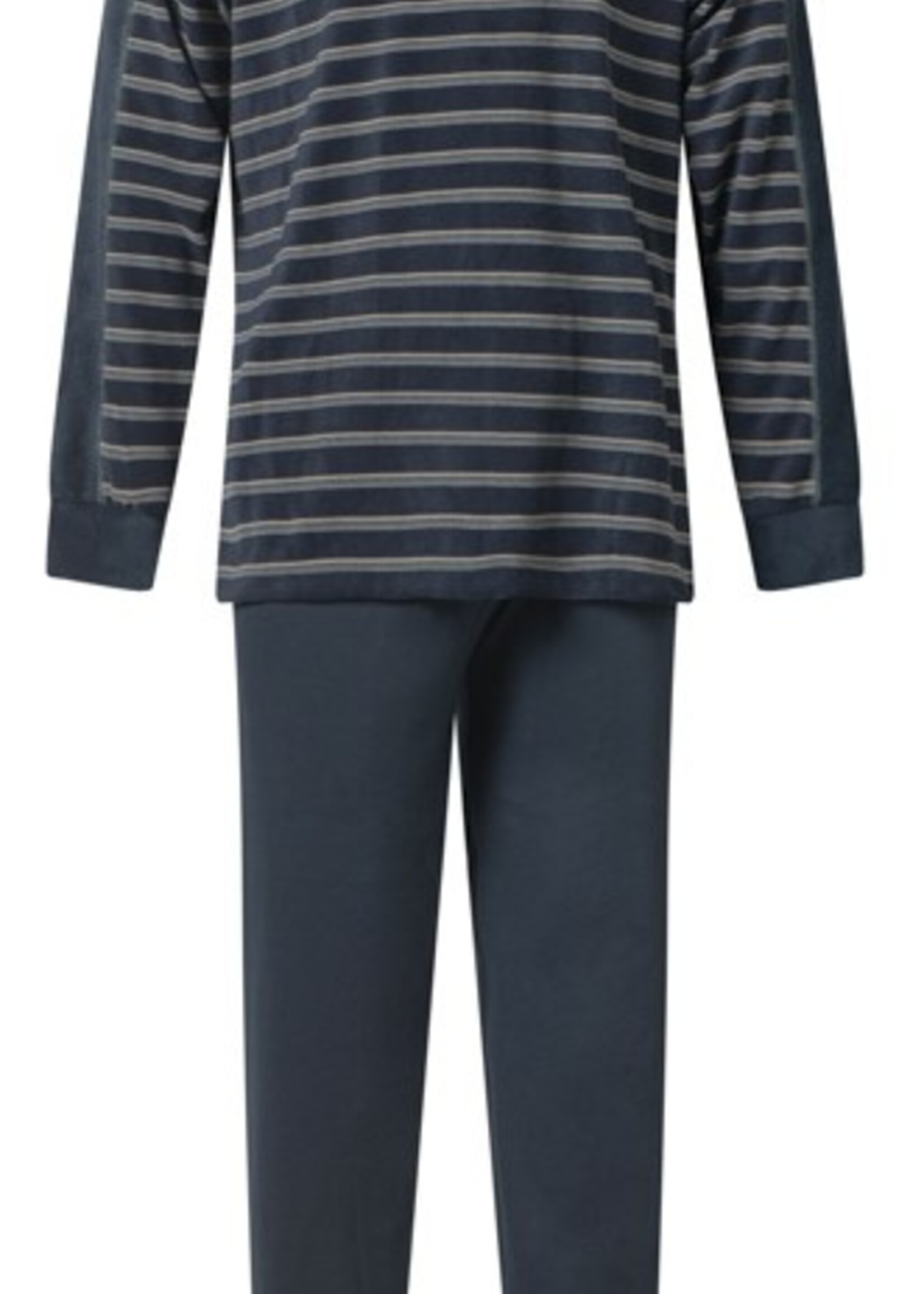 Gentlemen Badstof heren pyjama - donkerblauw knoop
