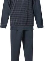 Gentlemen Badstof heren pyjama - navy v-hals