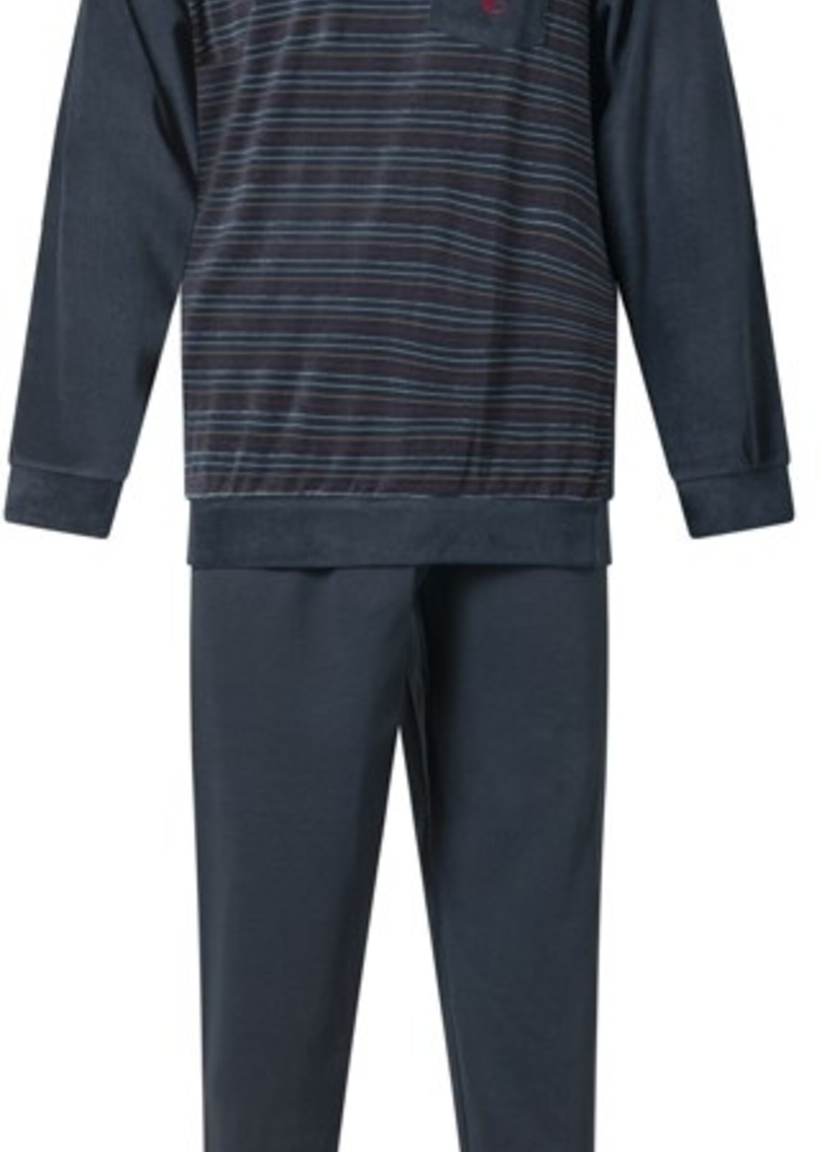 Gentlemen Badstof heren pyjama - navy v-hals
