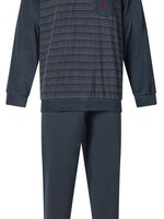 Gentlemen Badstof heren pyjama - navy knoop
