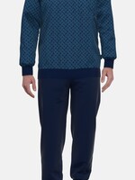 Götzburg Heren pyjama katoen met boordjes - petrol blue