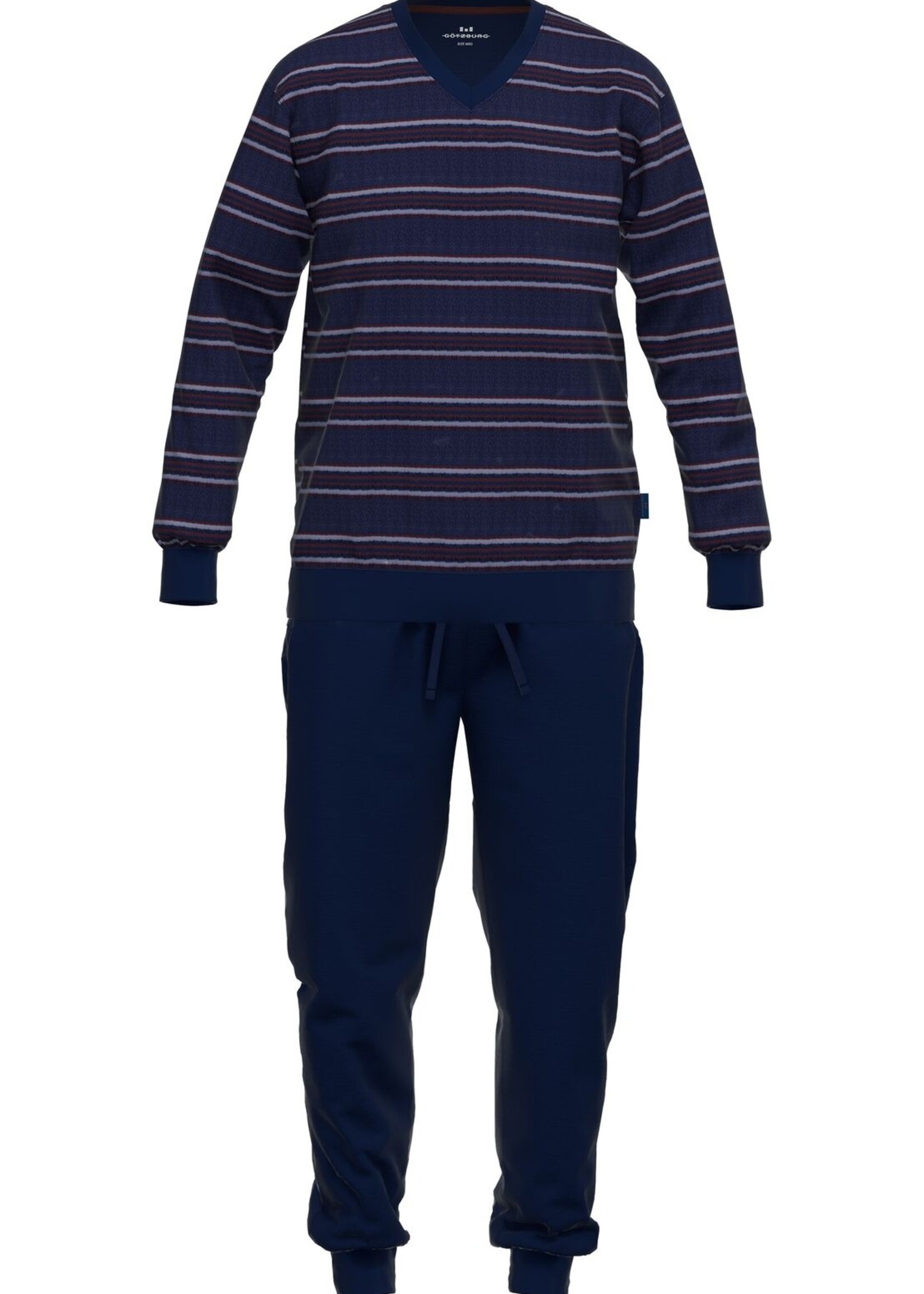 Götzburg Badstof heren pyjama - donkerblauw gestreept