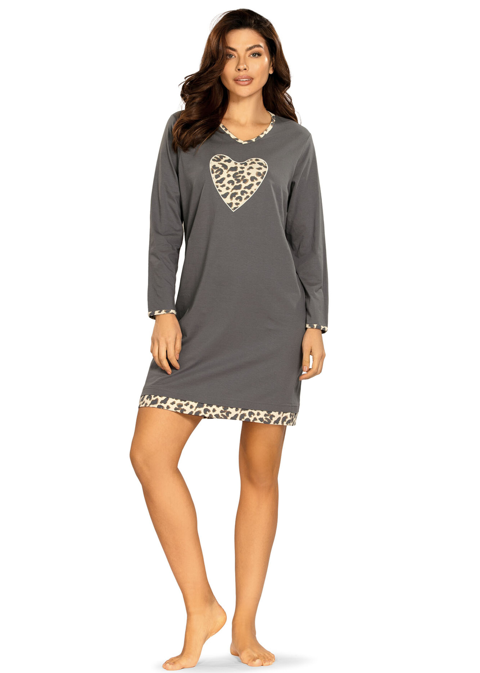 Comtessa Dames nachthemd lange mouw - panter grey