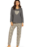 Comtessa Dames pyjama katoen - steel grey panter