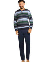 Comte Heren pyjama katoen - groen blauw gestreept