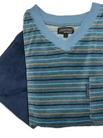 Outfitter Velours heren pyjama - blauw groen gestreept