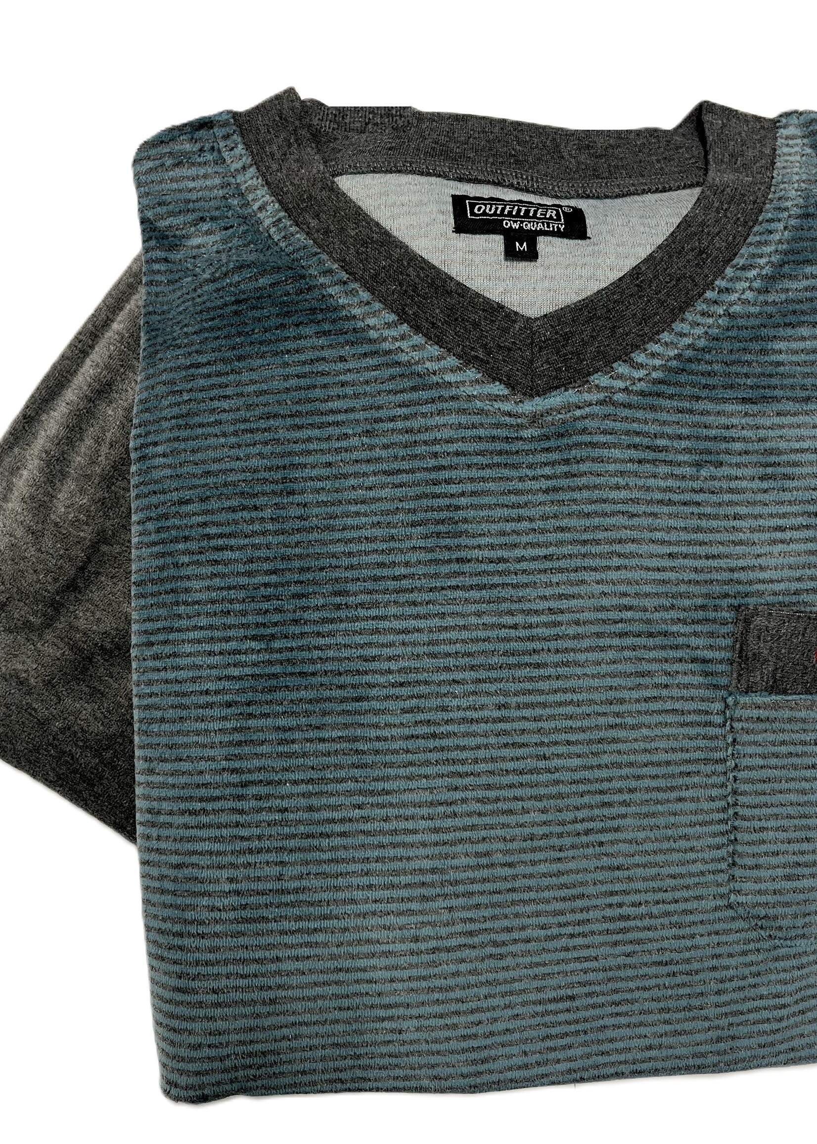 Outfitter Velours heren pyjama - grijs blauw