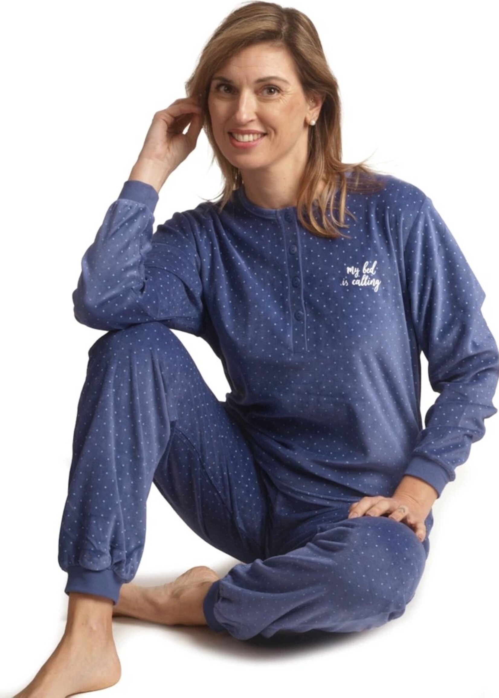 Cocodream Velours dames pyjama - blauw