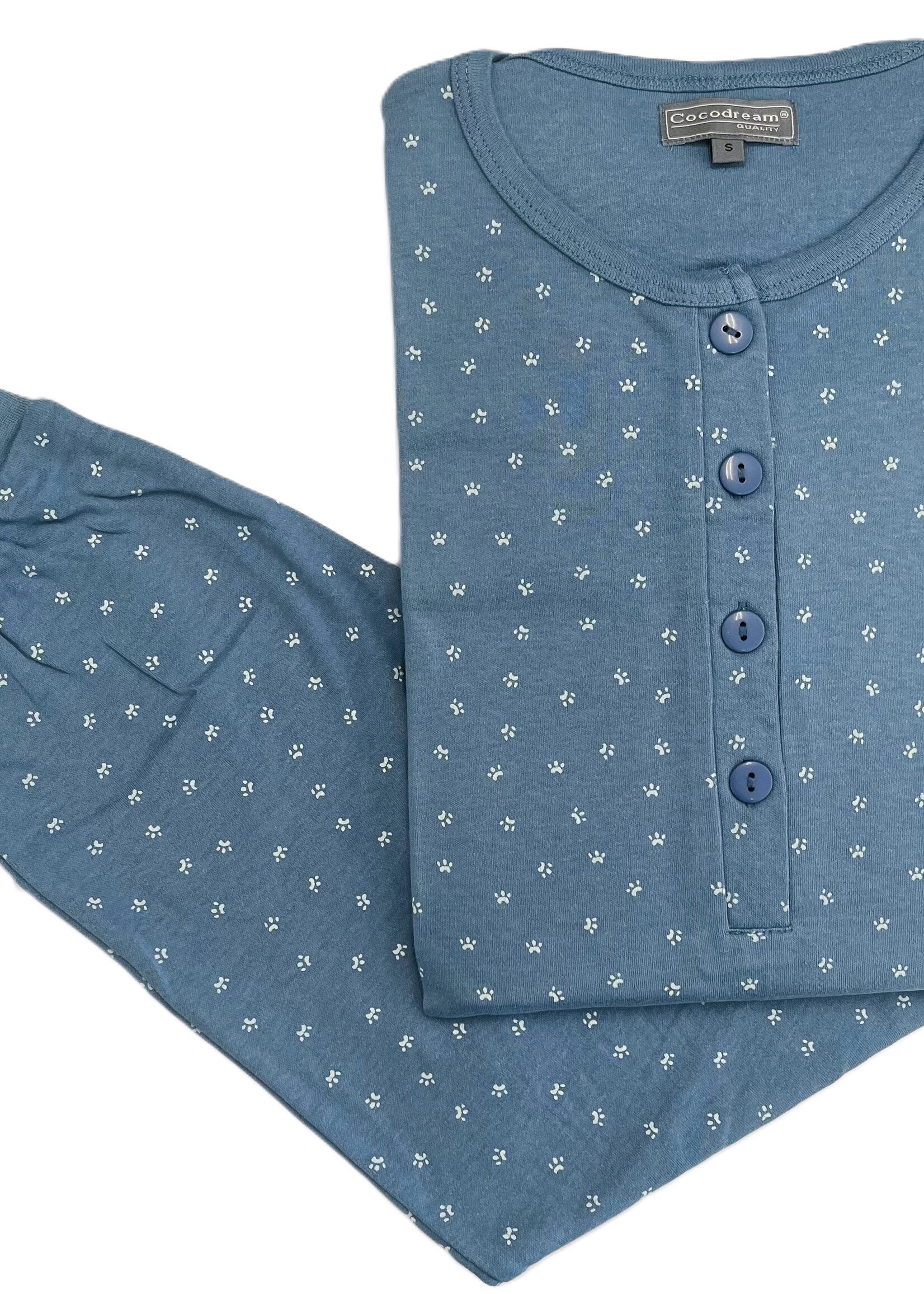 Cocodream Dames winter pyjama interlock - blauw