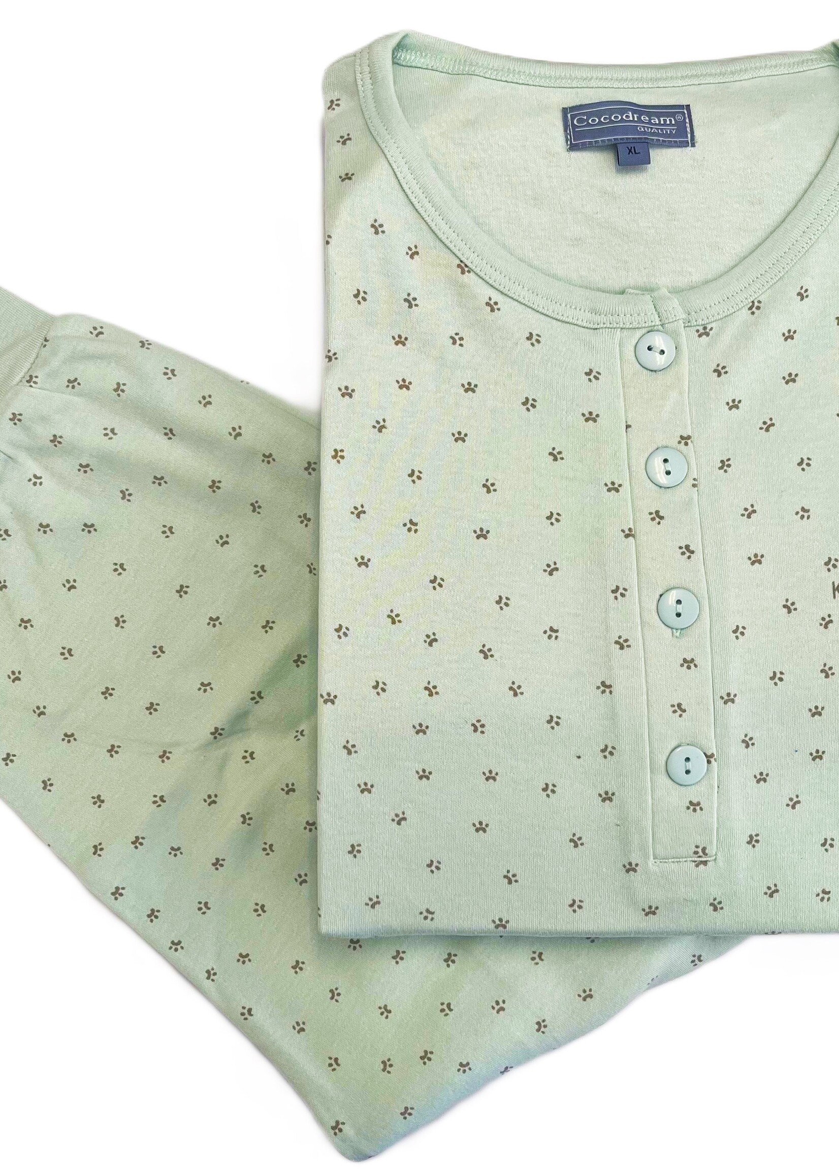 Cocodream Dames winter pyjama interlock - little green