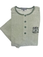 Cocodream Badstof dames pyjama - groen gestreept