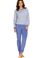 Comtessa Badstof dames pyjama - blue gestreept