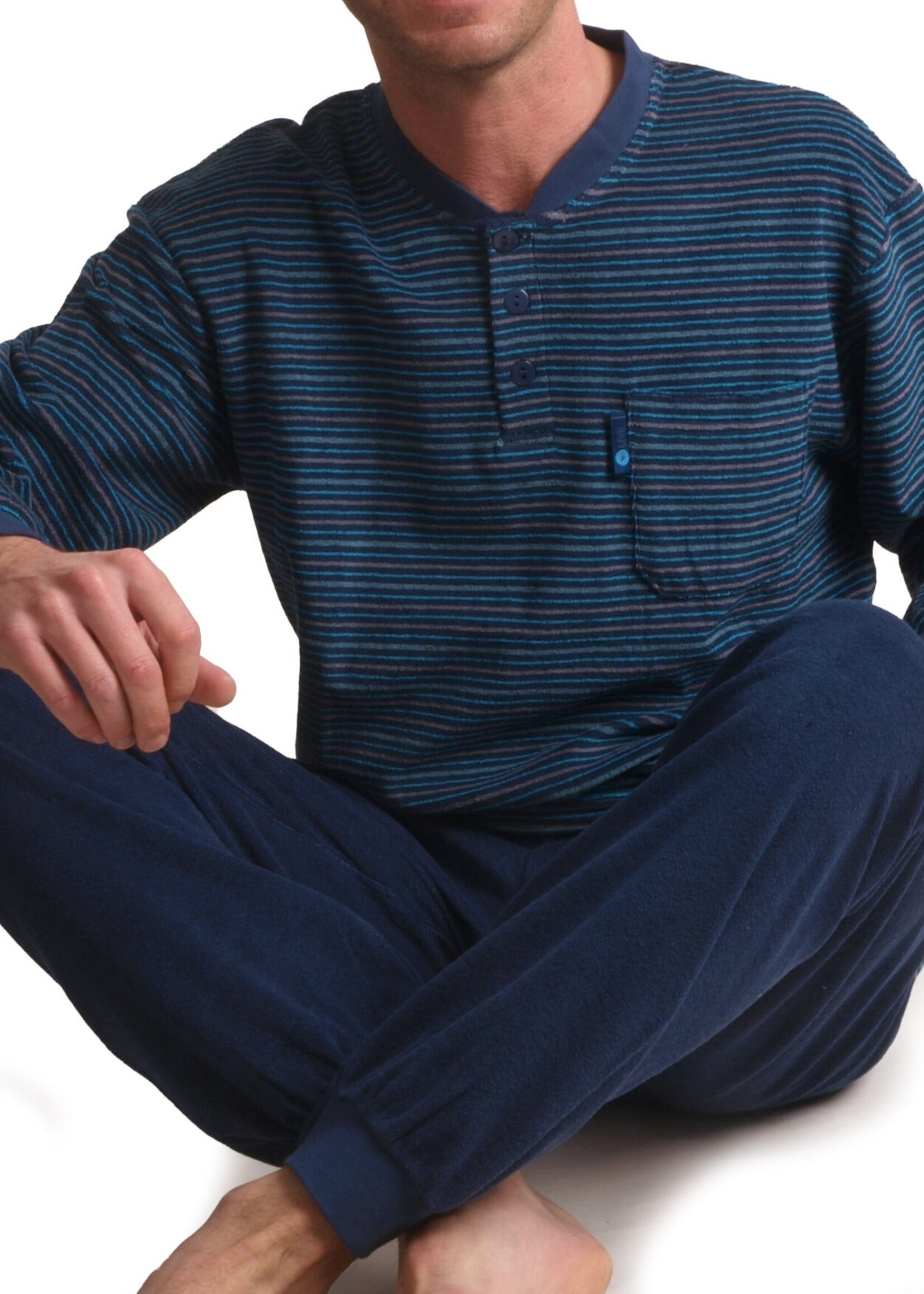 Outfitter Badstof heren pyjama - blauw