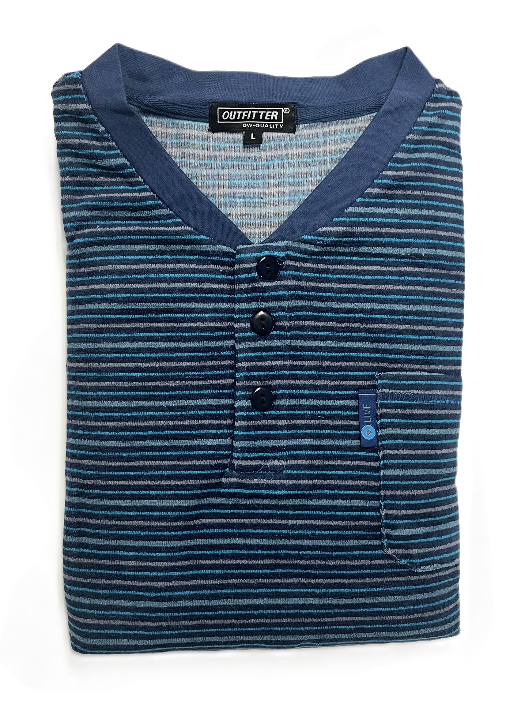 Outfitter Badstof heren pyjama - blauw