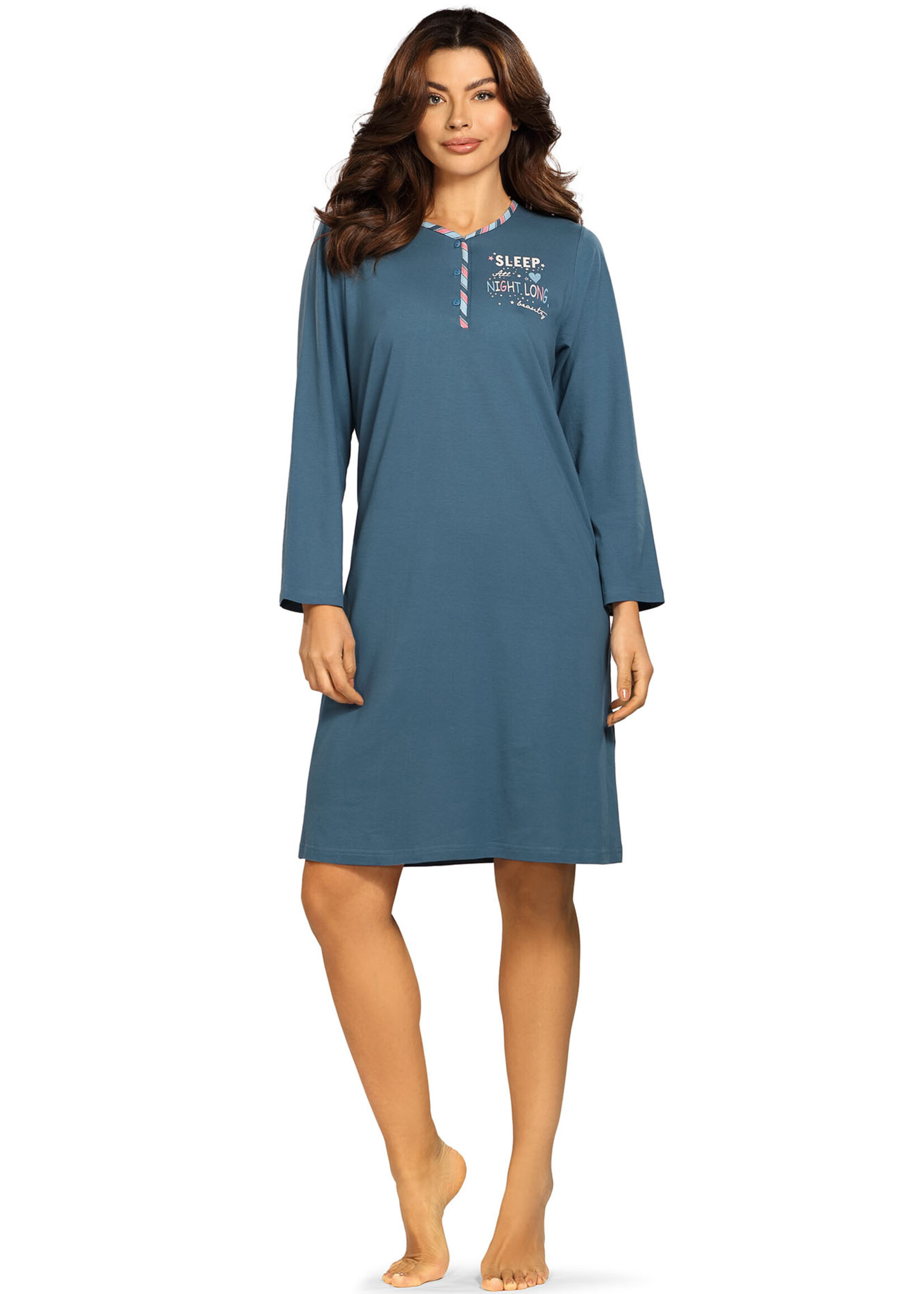 Comtessa Dames nachthemd lange mouw - blauw