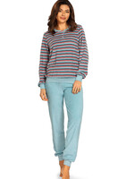 Comtessa Badstof dames pyjama - blauw gestreept