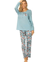 Ascafa Dames pyjama deluxe katoen modal -blauw