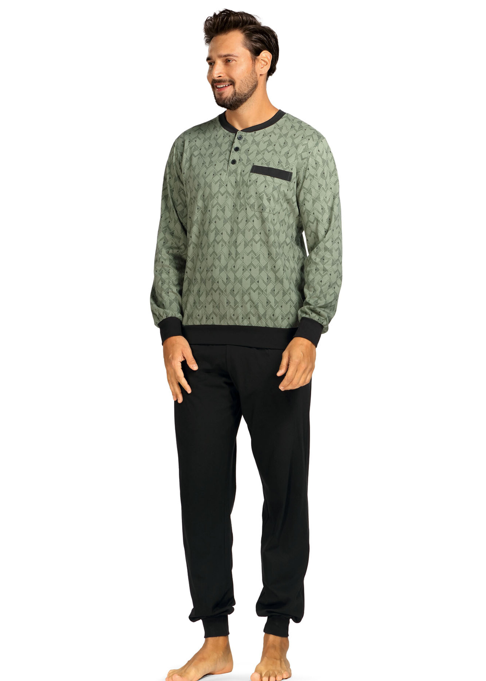 Comte Heren pyjama katoen - groen modern