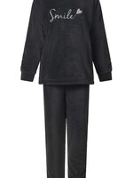 Lunatex Dames huispak / pyjama fleece - zwart