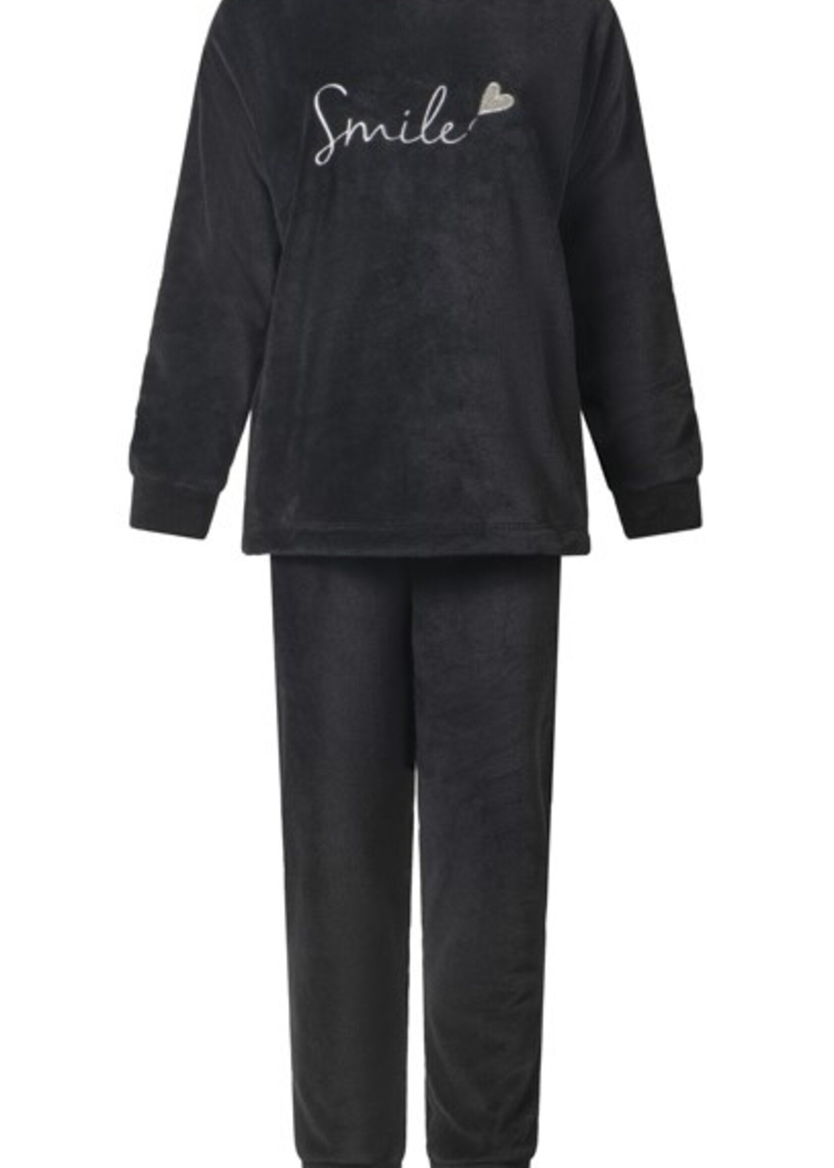 Lunatex Dames huispak / pyjama fleece - zwart