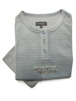 Cocodream Velours dames pyjama - lichtlbauw gestreept